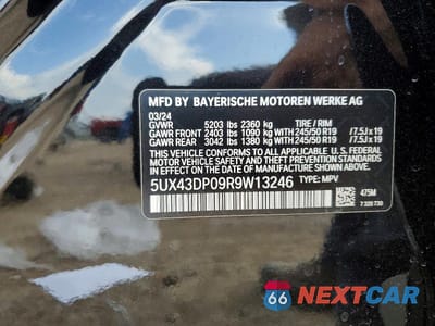 Zdjęcie 13 z 13 samochodu: 2024 BMW X3 SDRIVE30I VIN:5UX43DP09R9W13246 - miniatura