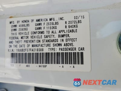 Zdjęcie 12 z 12 samochodu: 2015 ACURA TLX TECH VIN:19UUB2F57FA018588 - miniatura