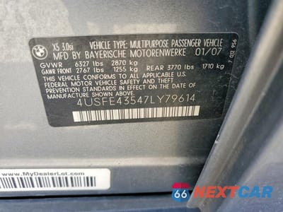 Zdjęcie 14 z 14 samochodu: 2007 BMW X5 3.0I VIN:4USFE43547LY79614 - miniatura