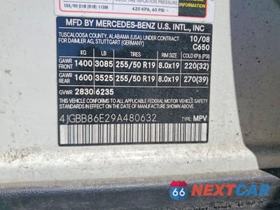 Zdjęcie 14 z 14 samochodu: 2009 MERCEDES-BENZ ML 350 VIN:4JGBB86E29A480632 - miniatura