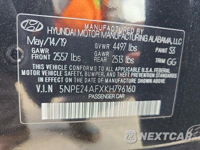 Zdjęcie 13 z 13 samochodu: 2019 HYUNDAI SONATA VIN:5NPE24AFXKH796160 - miniatura