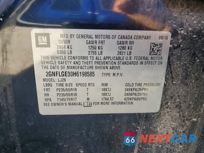 Zdjęcie 13 z 13 samochodu: 2017 CHEVROLET EQUINOX PREMIER VIN:2GNFLGE30H6198585 - miniatura