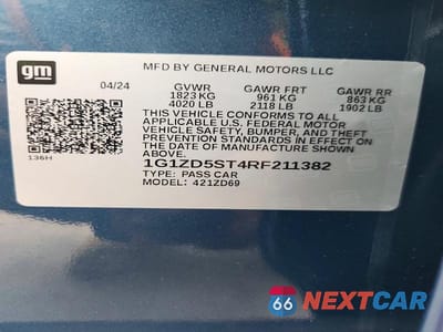 Zdjęcie 13 z 13 samochodu: 2024 CHEVROLET MALIBU LT VIN:1G1ZD5ST4RF211382 - miniatura