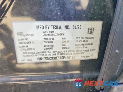 Zdjęcie 12 z 12 samochodu: 2025 TESLA MODEL X VIN:7SAXCDE51SF466125 - miniatura