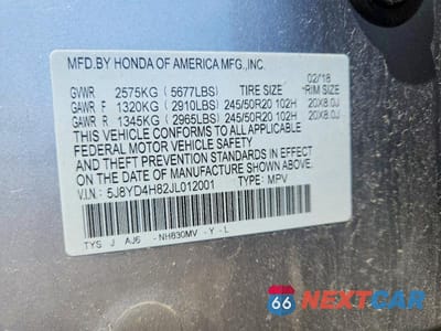 Zdjęcie 13 z 13 samochodu: 2018 ACURA MDX ADVANCE VIN:5J8YD4H82JL012001 - miniatura