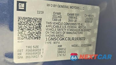 Zdjęcie 10 z 14 samochodu: 2020 CHEVROLET SUBURBAN C1500 LS VIN:1GNSCGKC3LR193672 - miniatura
