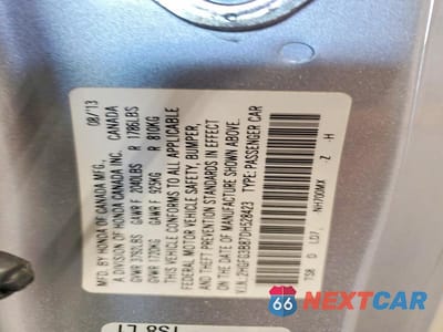 Zdjęcie 12 z 12 samochodu: 2013 HONDA CIVIC EX VIN:2HGFG3B87DH528423 - miniatura