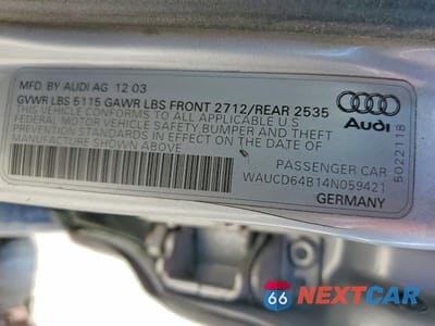 Zdjęcie 12 z 12 samochodu: 2004 AUDI A6 S-LINE QUATTRO VIN:WAUCD64B14N059421 - miniatura