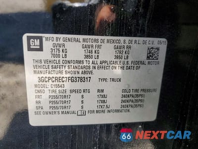 Zdjęcie 12 z 12 samochodu: 2015 CHEVROLET SILVERADO VIN:3GCPCREC7FG378317 - miniatura