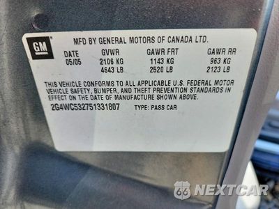 Zdjęcie 12 z 12 samochodu: 2005 BUICK LACROSSE CX VIN:2G4WC532751331807 - miniatura