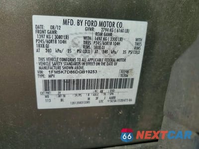 Zdjęcie 13 z 13 samochodu: 2013 FORD EXPLORER XLT VIN:1FM5K7D86DGB19253 - miniatura