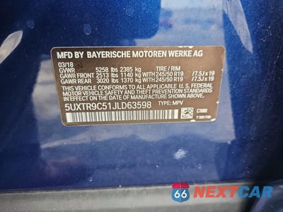 Zdjęcie 13 z 13 samochodu: 2018 BMW X3 XDRIVE30I VIN:5UXTR9C51JLD63598 - miniatura