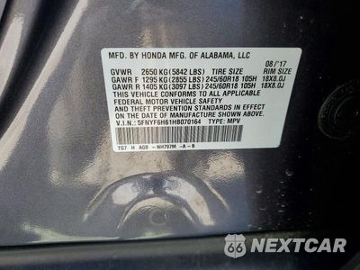 Zdjęcie 13 z 13 samochodu: 2017 HONDA PILOT EXL VIN:5FNYF6H61HB070164 - miniatura