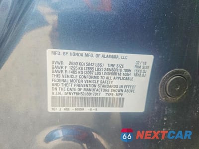 Zdjęcie 13 z 13 samochodu: 2018 HONDA PILOT EXL VIN:5FNYF6H52JB017017 - miniatura