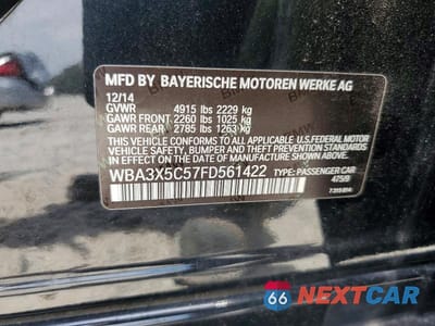 Zdjęcie 13 z 13 samochodu: 2015 BMW 328 XIGT VIN:WBA3X5C57FD561422 - miniatura