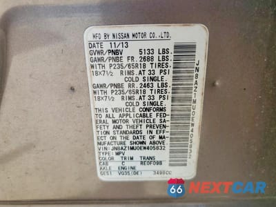 Zdjęcie 13 z 13 samochodu: 2014 NISSAN MURANO SL VIN:JN8AZ1MU0EW405832 - miniatura