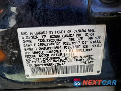 Zdjęcie 13 z 13 samochodu: 2006 ACURA MDX TOURING VIN:2HNYD18666H526248 - miniatura