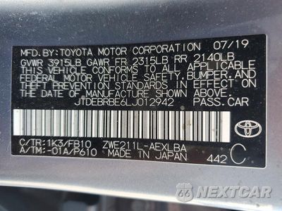 Zdjęcie 13 z 13 samochodu: 2020 TOYOTA COROLLA LE VIN:JTDEBRBE6LJ012942 - miniatura