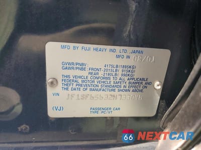Zdjęcie 12 z 12 samochodu: 2002 SUBARU FORESTER S VIN:JF1SF65632H733046 - miniatura