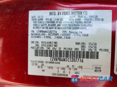 Zdjęcie 12 z 12 samochodu: 2012 FORD MUSTANG BASE VIN:1ZVBP8AM1C5207716 - miniatura