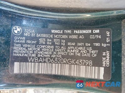 Zdjęcie 12 z 12 samochodu: 1994 BMW 525 I AUTOMATIC VIN:WBAHD6320RGK43798 - miniatura