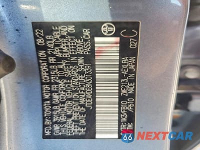 Zdjęcie 12 z 12 samochodu: 2022 TOYOTA COROLLA LE VIN:JTDEAMDE8N3013391 - miniatura