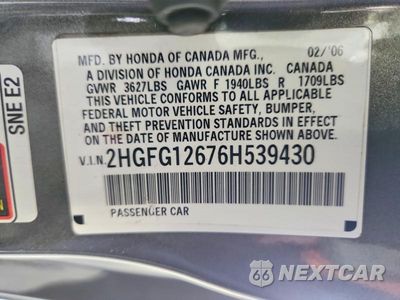 Zdjęcie 25 z 26 samochodu: 2006 HONDA CIVIC LX VIN:2HGFG12676H539430 - miniatura