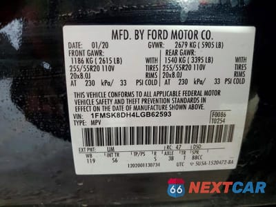 Zdjęcie 13 z 13 samochodu: 2020 FORD EXPLORER XLT VIN:1FMSK8DH4LGB62593 - miniatura