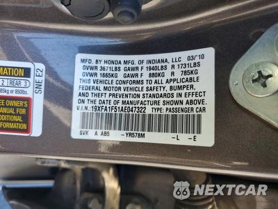 Zdjęcie 13 z 13 samochodu: 2010 HONDA CIVIC LX VIN:19XFA1F51AE047322 - miniatura
