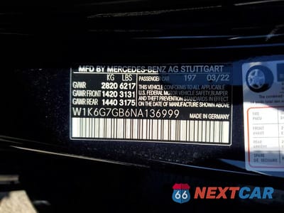 Zdjęcie 12 z 12 samochodu: 2022 MERCEDES-BENZ S 580 4MATIC VIN:W1K6G7GB6NA136999 - miniatura