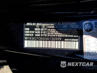 Zdjęcie 12 z 12 samochodu: 2022 MERCEDES-BENZ S 580 4MATIC VIN:W1K6G7GB6NA136999 - miniatura