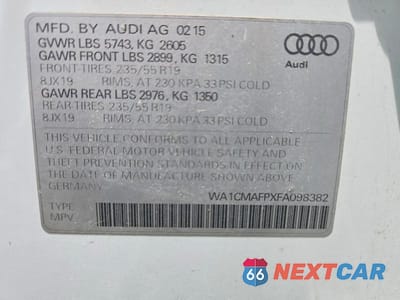 Zdjęcie 13 z 13 samochodu: 2015 AUDI Q5 TDI PREMIUM PLUS VIN:WA1CMAFPXFA098382 - miniatura