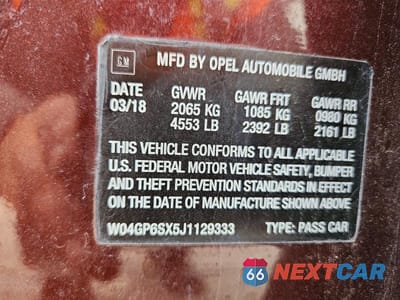 Zdjęcie 13 z 13 samochodu: 2018 BUICK REGAL ESSENCE VIN:W04GP6SX5J1129333 - miniatura