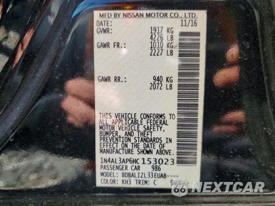 Zdjęcie 13 z 13 samochodu: 2017 NISSAN ALTIMA 2.5 SV VIN:1N4AL3AP6HC153023 - miniatura