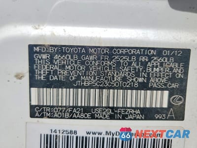 Zdjęcie 13 z 13 samochodu: 2012 LEXUS IS F VIN:JTHBP5C23C5010218 - miniatura