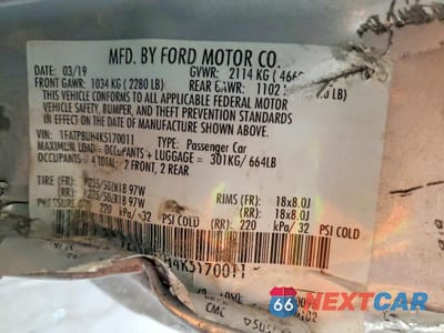 Zdjęcie 12 z 12 samochodu: 2019 FORD MUSTANG VIN:1FATP8UH4K5170011 - miniatura