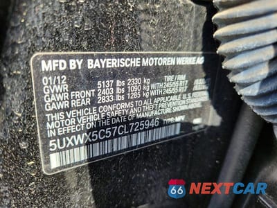 Zdjęcie 13 z 13 samochodu: 2012 BMW X3 VIN:5UXWX5C57CL725946 - miniatura