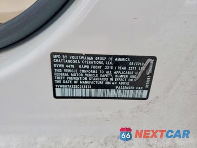 Zdjęcie 12 z 12 samochodu: 2014 VOLKSWAGEN PASSAT SE VIN:1VWBH7A32EC015878 - miniatura