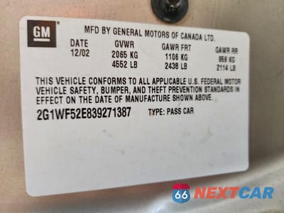 Zdjęcie 13 z 13 samochodu: 2003 CHEVROLET IMPALA VIN:2G1WF52E839271387 - miniatura