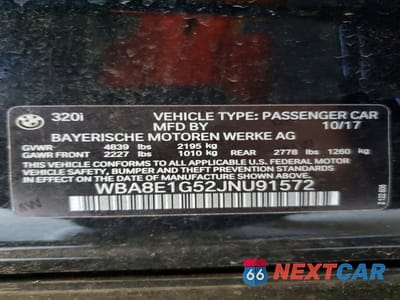 Zdjęcie 12 z 12 samochodu: 2018 BMW 320 I VIN:WBA8E1G52JNU91572 - miniatura
