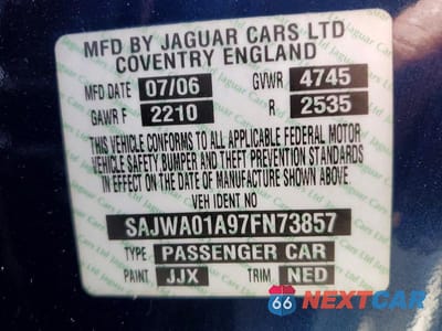 Zdjęcie 12 z 12 samochodu: 2007 JAGUAR S-TYPE VIN:SAJWA01A97FN73857 - miniatura