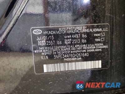 Zdjęcie 12 z 12 samochodu: 2016 HYUNDAI SONATA VIN:5NPE34AF6GH261640 - miniatura