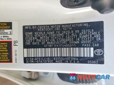 Zdjęcie 13 z 13 samochodu: 2015 TOYOTA CAMRY XSE VIN:4T1BF1FK1FU485011 - miniatura