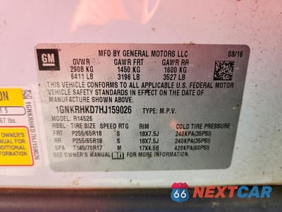 Zdjęcie 13 z 13 samochodu: 2017 CHEVROLET TRAVERSE LT VIN:1GNKRHKD7HJ159026 - miniatura