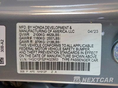 Zdjęcie 12 z 12 samochodu: 2023 HONDA ACCORD HYBRID SPORT VIN:1HGCY2F52PA023953 - miniatura