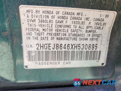 Zdjęcie 12 z 12 samochodu: 1999 HONDA CIVIC EX VIN:2HGEJ8646XH530895 - miniatura