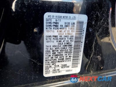 Zdjęcie 13 z 13 samochodu: 2012 NISSAN MURANO S VIN:JN8AZ1MU9CW101315 - miniatura