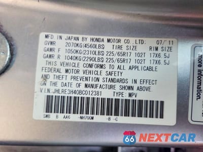 Zdjęcie 13 z 13 samochodu: 2011 HONDA CR-V SE VIN:JHLRE3H40BC012381 - miniatura