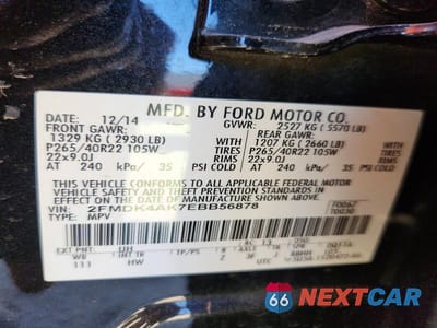Zdjęcie 13 z 13 samochodu: 2014 FORD EDGE SPORT VIN:2FMDK4AK7EBB56878 - miniatura