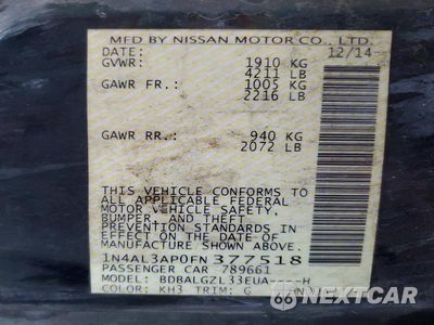 Zdjęcie 14 z 14 samochodu: 2015 NISSAN ALTIMA 2.5 S VIN:1N4AL3AP0FN377518 - miniatura